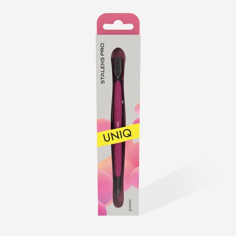 Manicure pusher with silicone handle “Gummy” UNIQ 10 TYPE 2 (narrow rounded pusher + slanted pusher) New