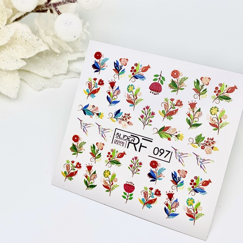 Sticker Design RF097 Flowers (Water Soluble Stickers) Слайдер
