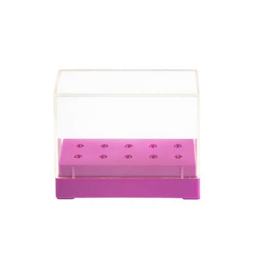 Router box with lid for 10 router bits pink