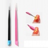 Пинцет для дизайна ногтей из нержавеющей стали розовый 