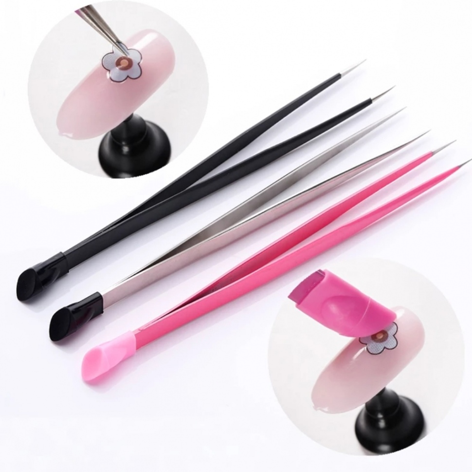 Tweezers for nail art made of stainless steel pink