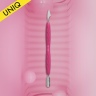 Manicure pusher with silicone handle “Gummy” UNIQ 10 TYPE 3 (narrow rounded pusher + hatchet
