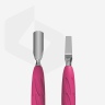 Лопатка маникюрная с силиконовой ручкой «Gummy» UNIQ 10 TYPE 5 (пушер скругленный узкий + лопасть прямая широкая) STALEKS UNIQ PQ10/4.2 