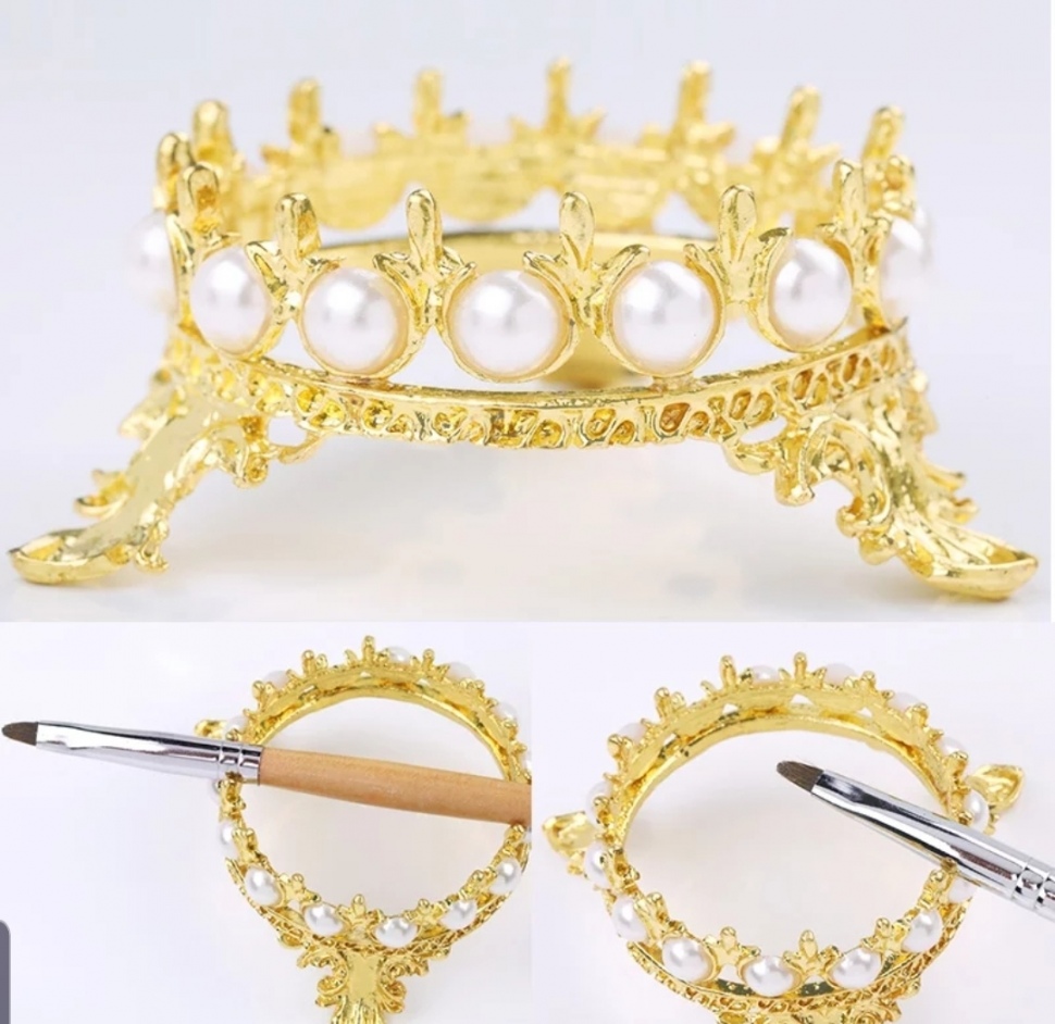 Подставка для кистей корона золотая