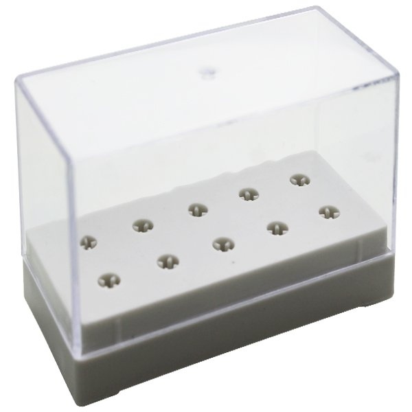 Router box with lid for 10 router bits gray