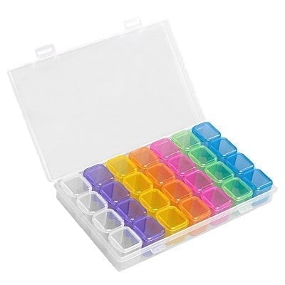 Коробка для дизайна ногтей с 28 отделениями (разноцветная)