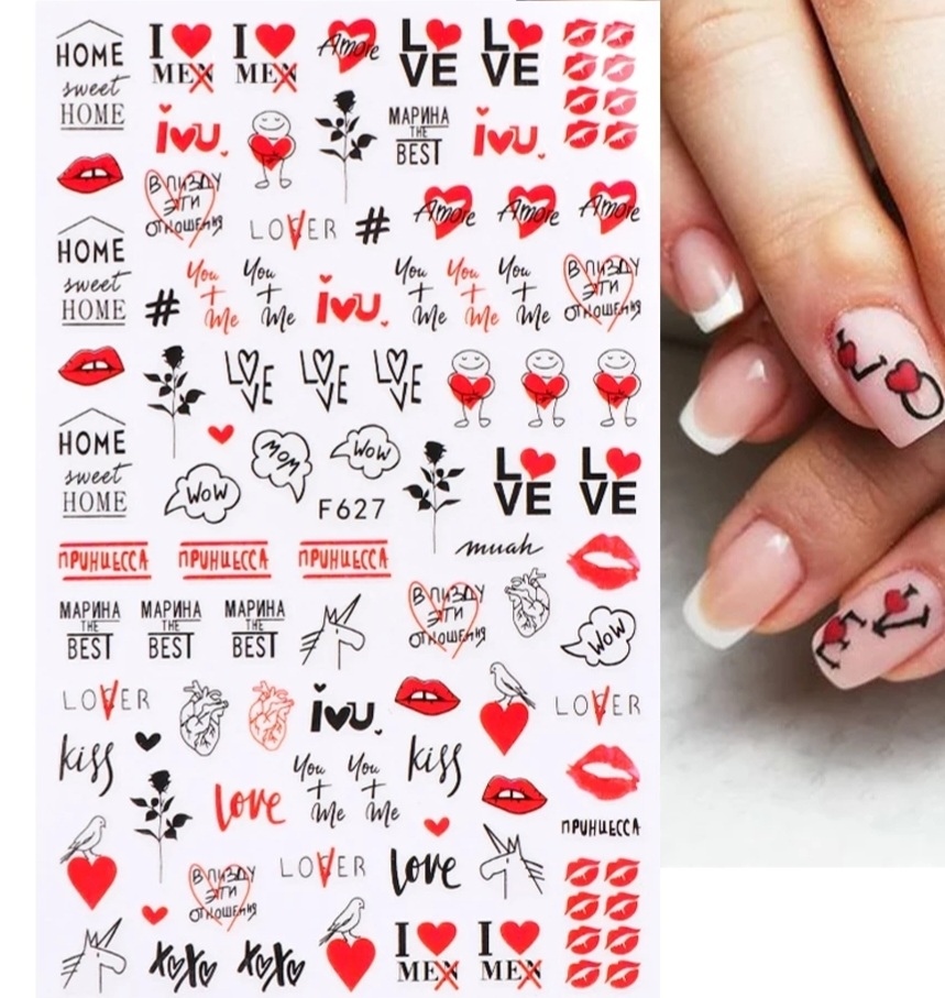 Sticker F627, love, hearts