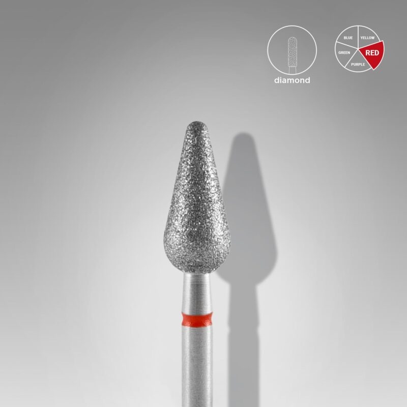Router bit diamond “pointed pear” fine (red) 5mm from STALEKS